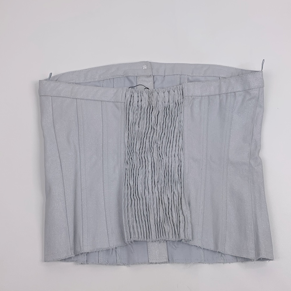 Zara Silver Metallic Button-Front Sleeveless Top … - image 2